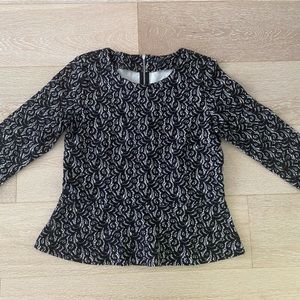 JCREW Black lace peplum top
